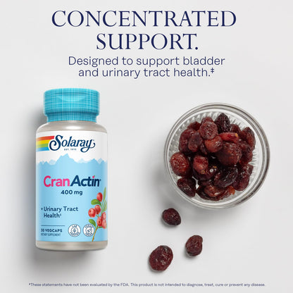 SOLARAY CranActin Cranberry Extract 400 mg - Cranberry Supplements for Women and Men - Bladder and Urinary Tract Health Support with Vitamin C - Vegan, 60-Day Guarantee, 120 Servings, 120 VegCaps - PrimeBioHealth - canada supplements