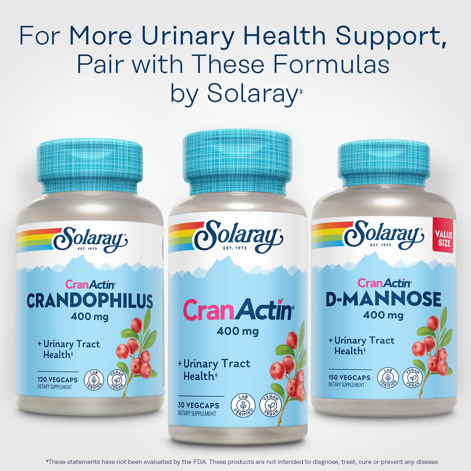 SOLARAY CranActin Cranberry Extract 400 mg - Cranberry Supplements for Women and Men - Bladder and Urinary Tract Health Support with Vitamin C - Vegan, 60-Day Guarantee, 120 Servings, 120 VegCaps - PrimeBioHealth - canada supplements