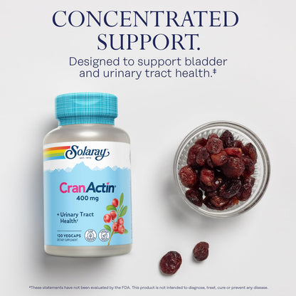 SOLARAY CranActin Cranberry Extract 400 mg - Cranberry Supplements for Women and Men - Bladder and Urinary Tract Health Support with Vitamin C - Vegan, 60-Day Guarantee, 120 Servings, 120 VegCaps - PrimeBioHealth - canada supplements