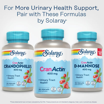 SOLARAY CranActin Cranberry Extract 400 mg - Cranberry Supplements for Women and Men - Bladder and Urinary Tract Health Support with Vitamin C - Vegan, 60-Day Guarantee, 120 Servings, 120 VegCaps - PrimeBioHealth - canada supplements