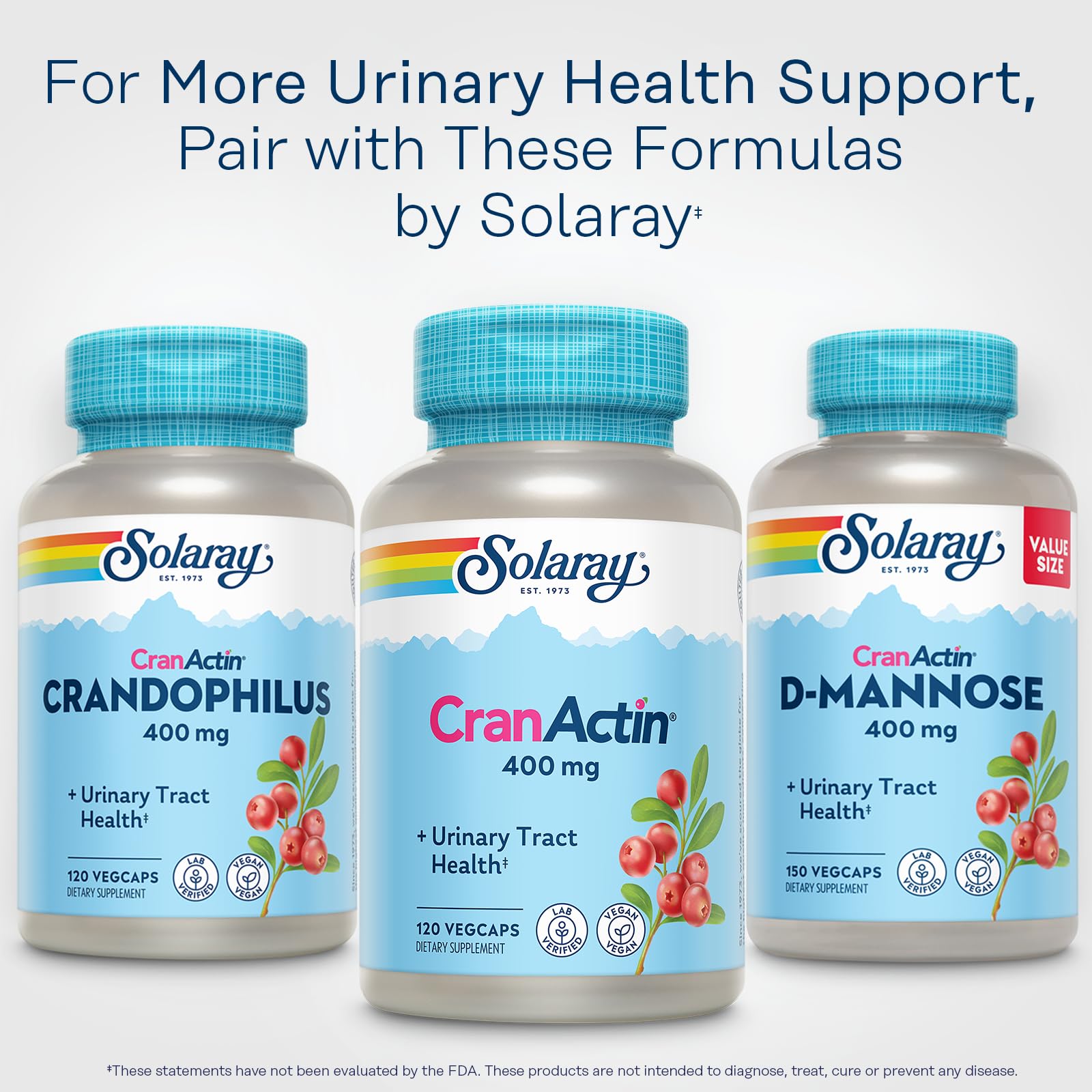 SOLARAY CranActin Cranberry Extract 400 mg - Cranberry Supplements for Women and Men - Bladder and Urinary Tract Health Support with Vitamin C - Vegan, 60-Day Guarantee, 120 Servings, 120 VegCaps - PrimeBioHealth - canada supplements