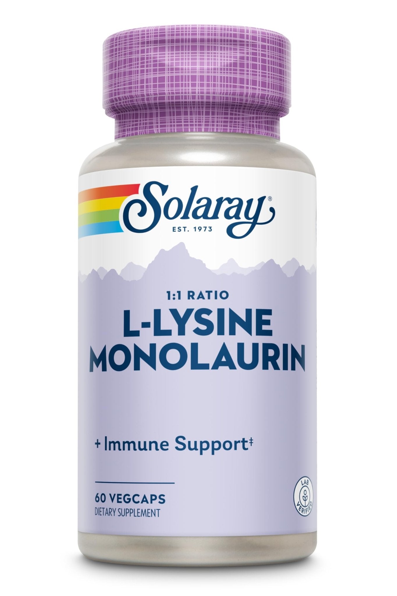 SOLARAY L-Lysine Monolaurin Immune Support Supplement, 1:1 Ratio for Immune System Function, 500 mg Each, 30 Servings, 60 VegCaps - PrimeBioHealth - canada supplements