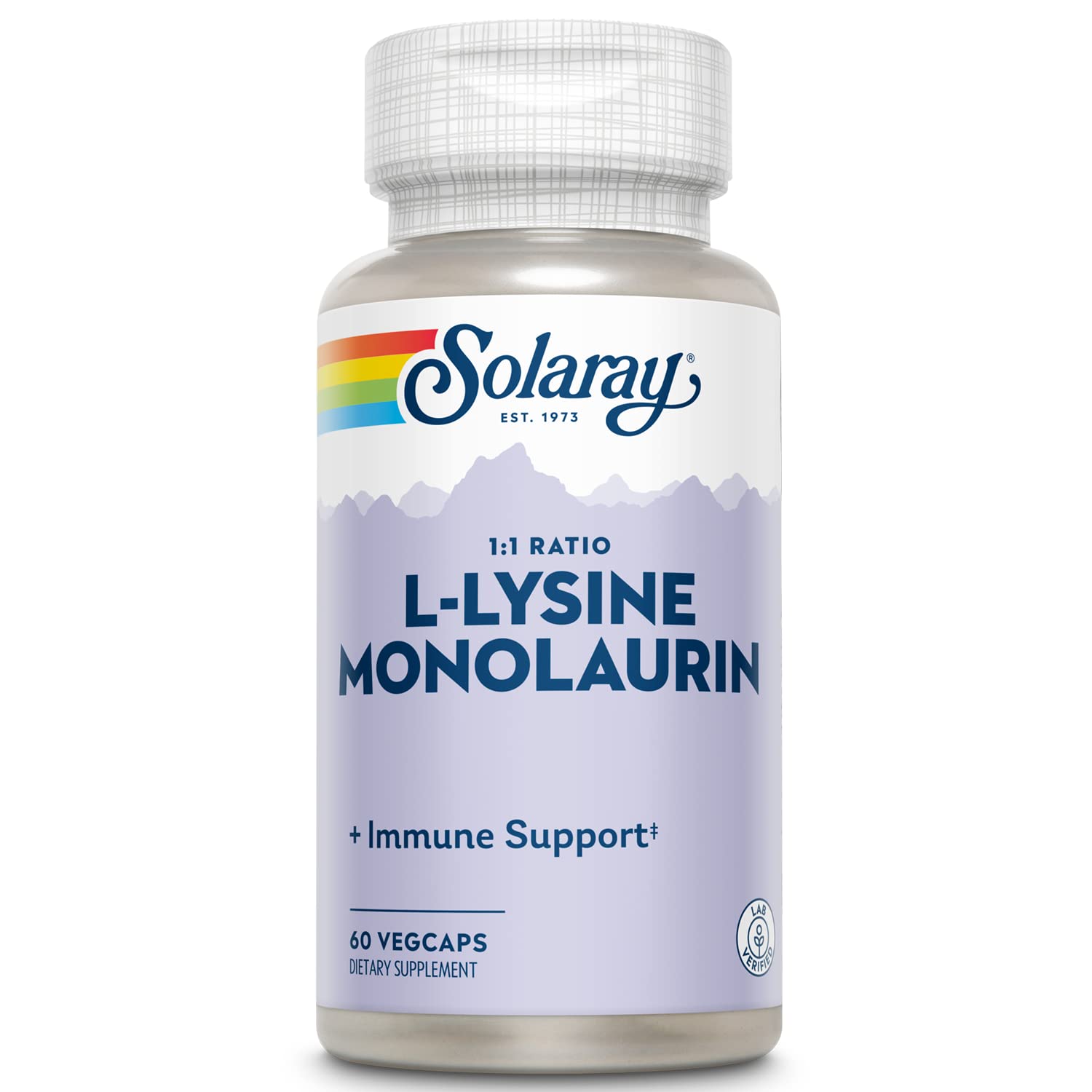 SOLARAY L-Lysine Monolaurin Immune Support Supplement, 1:1 Ratio for Immune System Function, 500 mg Each, 30 Servings, 60 VegCaps - PrimeBioHealth - canada supplements