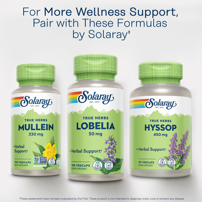 SOLARAY Mullein Leaf 330 mg - Soothing Herbal Support - Mullein Capsules Traditionally Used to Support Health and Wellness - Vegan, Non-GMO, Lab Verified, 60-Day Guarantee, 100 Servings, 100 VegCaps - PrimeBioHealth - canada supplements