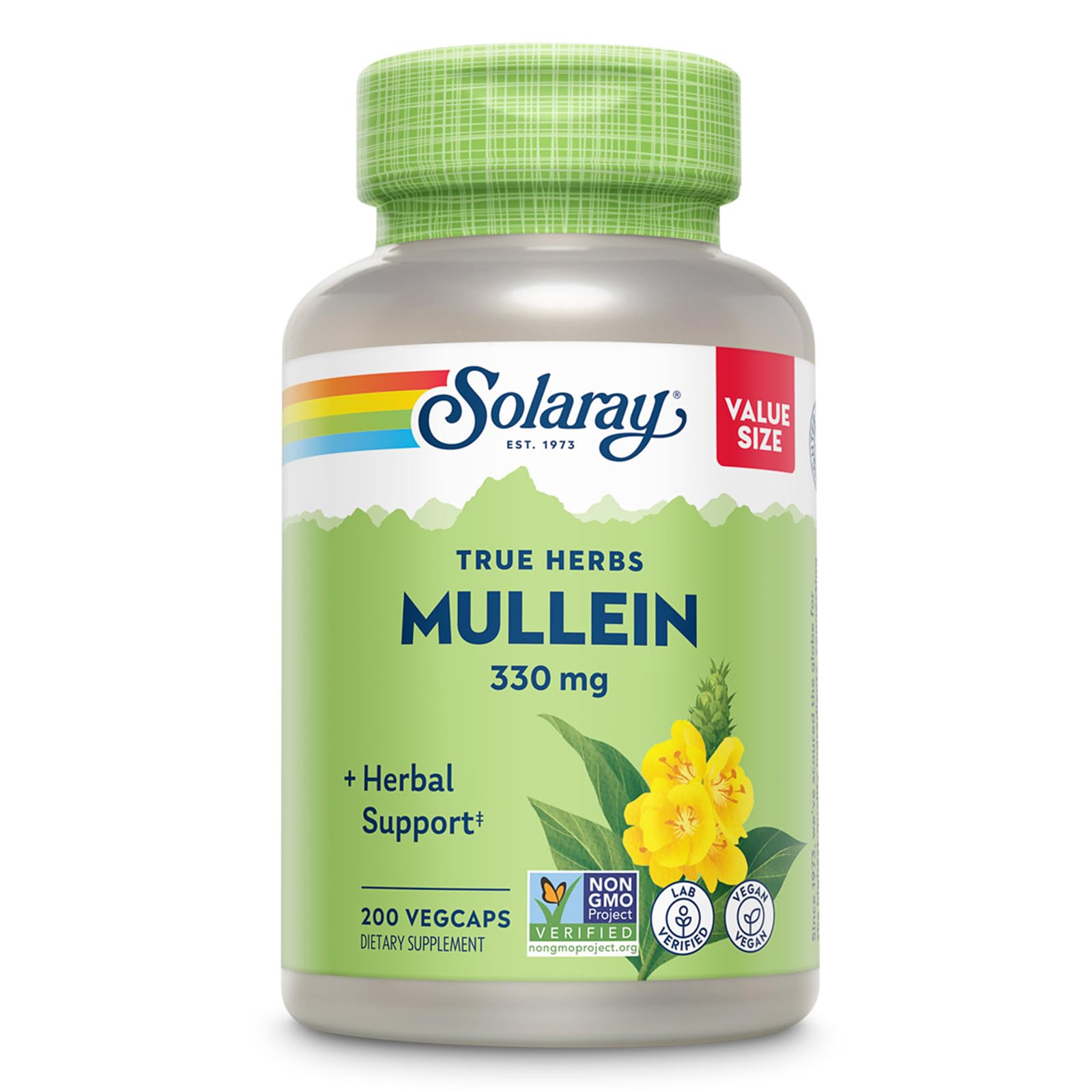 SOLARAY Mullein Leaf 330 mg - Soothing Herbal Support - Mullein Capsules Traditionally Used to Support Health and Wellness - Vegan, Non-GMO, Lab Verified, 60-Day Guarantee, 100 Servings, 100 VegCaps - PrimeBioHealth - canada supplements