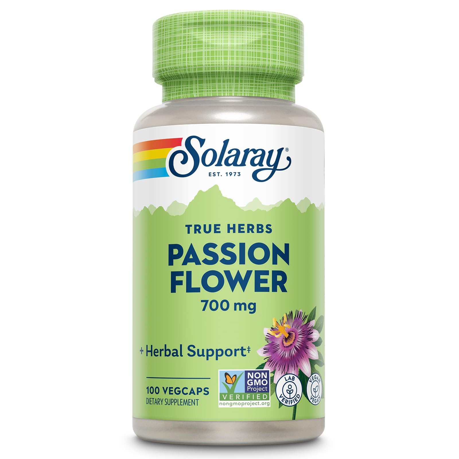 SOLARAY Passion Flower 700 mg Whole Aerial - Soothing Herbal Support - Passion Flower Capsules - Vegan, Non-GMO, 60-Day Guarantee, Lab Verified - 50 Servings, 100 VegCaps - PrimeBioHealth - canada supplements