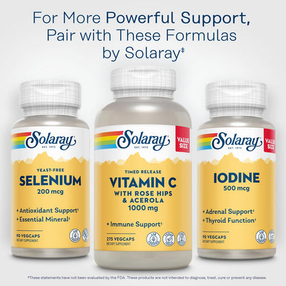 Solaray Yeast Free Selenium 200mcg, Selenium Capsules for Healthy Thyroid Function & Immune Support, High Absorption Supplement, Vegan, 90 Servings, 90 VegCaps - PrimeBioHealth - canada supplements