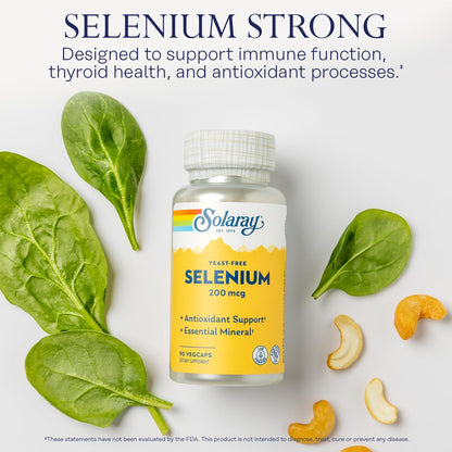 Solaray Yeast Free Selenium 200mcg, Selenium Capsules for Healthy Thyroid Function & Immune Support, High Absorption Supplement, Vegan, 90 Servings, 90 VegCaps - PrimeBioHealth - canada supplements