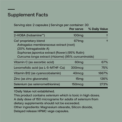 SRW Laboratories Cel¹ Stability | Stem Cell Supplement with 2-HOBA - Supports Stress Defence, DNA Structure & Youthful Cell Function | 60 Capsules - PrimeBioHealth - canada supplements