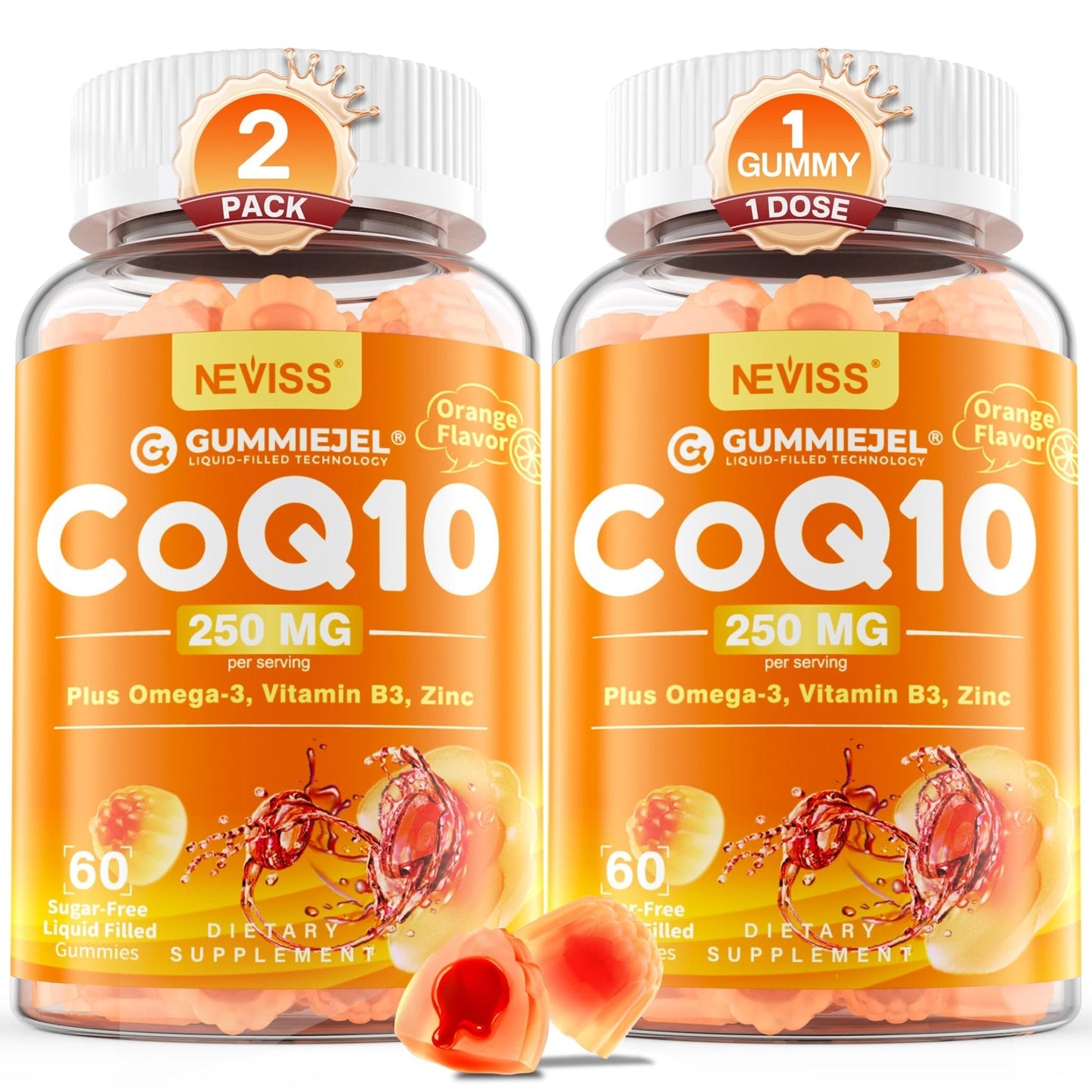 Sugar-Free CoQ10-250mg / 500mg Filled Gummies - Plus Omega-3, EPA + DHA, B3 & Zinc - Ultra Co Q-10 Supplements for Hear-t Health, Cellular Energy, Antioxidant Support, Up to 60 Day Supply, Vegan 60Cts - PrimeBioHealth - canada supplements