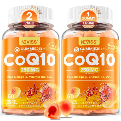 Sugar-Free CoQ10-250mg / 500mg Filled Gummies - Plus Omega-3, EPA + DHA, B3 & Zinc - Ultra Co Q-10 Supplements for Hear-t Health, Cellular Energy, Antioxidant Support, Up to 60 Day Supply, Vegan 60Cts - PrimeBioHealth - canada supplements
