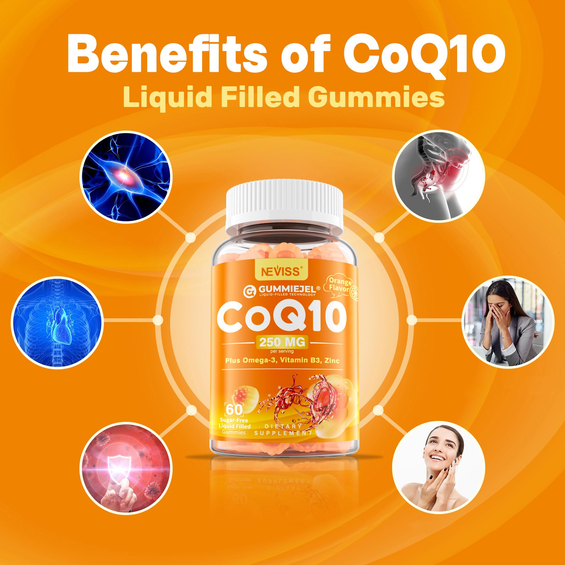 Sugar-Free CoQ10-250mg / 500mg Filled Gummies - Plus Omega-3, EPA + DHA, B3 & Zinc - Ultra Co Q-10 Supplements for Hear-t Health, Cellular Energy, Antioxidant Support, Up to 60 Day Supply, Vegan 60Cts - PrimeBioHealth - canada supplements