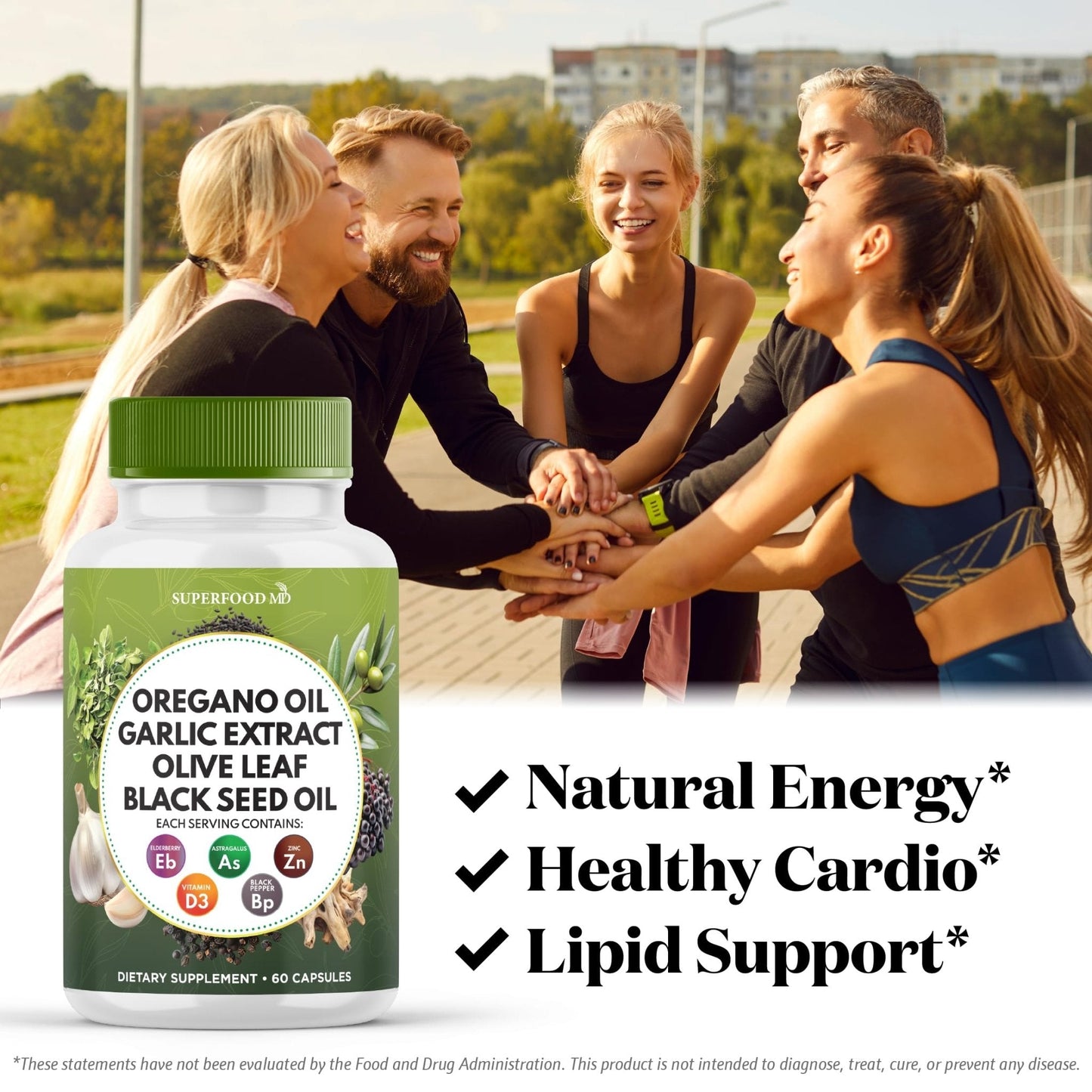 Superfood MD Oregano Oil Garlic Extract Olive Leaf Black Seed Oil Astragalus- for Women and Men- 60 Count - PrimeBioHealth - canada supplements