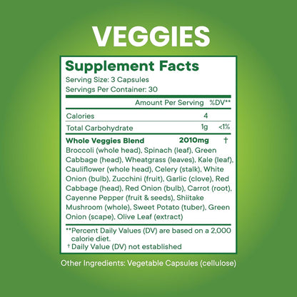 Superfood MD Veggies Supplement - 90 Veggie Capsules - Supports Energy Levels, Beta Carotene, Vitamins & Minerals - Soy Free - 90 Count - PrimeBioHealth - canada supplements