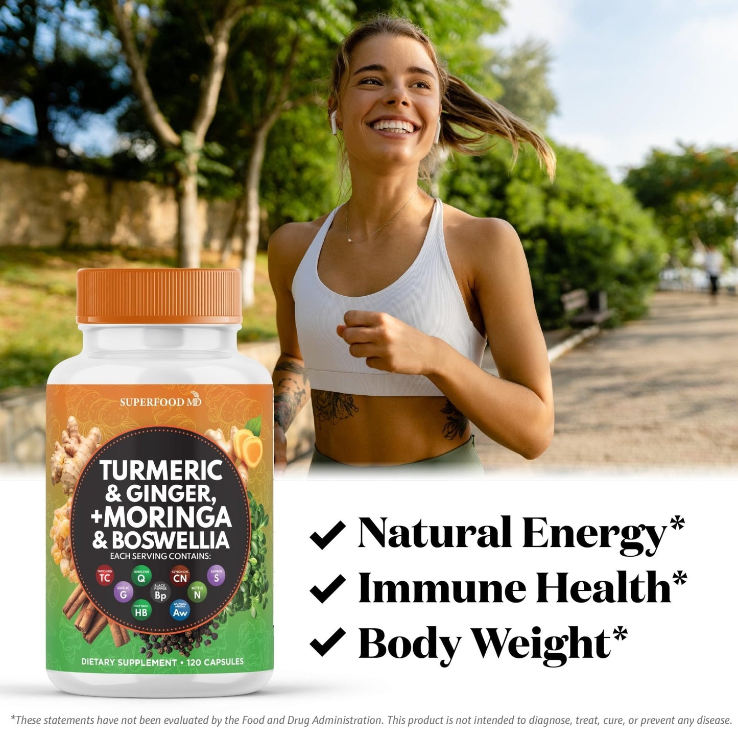 Turmeric Moringa Supplement | Ginger, Boswellia, Saffron, Holy Basil- Joint Support Supplement for Women and Men with Ceylon Cinnamon, Quercetin, Tart Cherry- 240 Count - PrimeBioHealth - canada supplements
