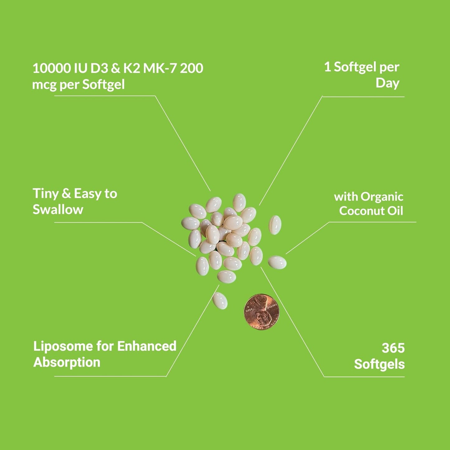 UpNourish Liposomal D3 K2 Vitamin 10000 IU D3 and K2 MK-7 200 mcg - 365 Vitamin D3 k2 (Vitamina D3 con K2) Mini Softgels - Easy to Swallow K2 D3 Vitamin Supplement - PrimeBioHealth - canada supplements