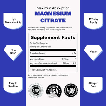 UpNourish Magnesium Citrate 1120mg and Liposomal Vitamin D3 5000IU K2 100mcg Bundle - PrimeBioHealth - canada supplements
