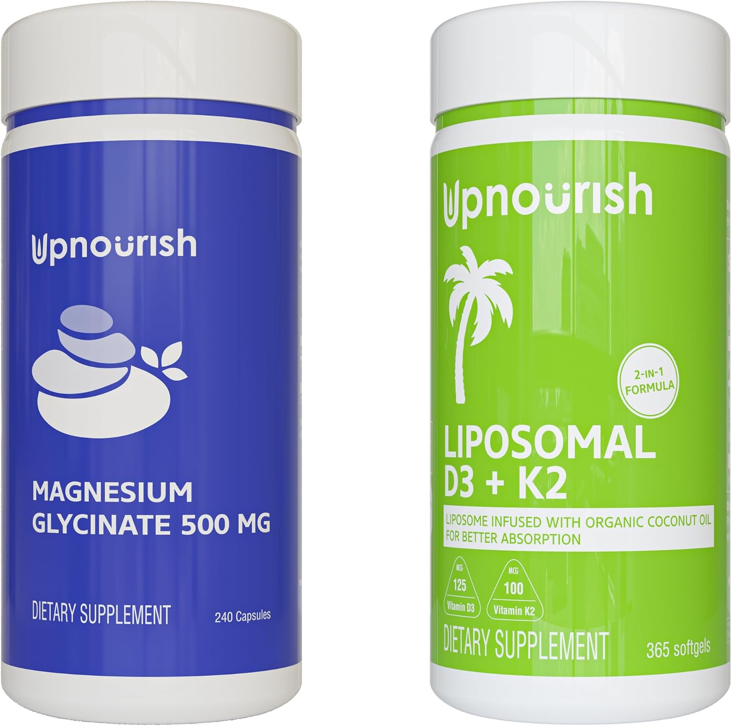 UpNourish Magnesium Glycinate and Liposomal Vitamin D3 K2 Bundle - PrimeBioHealth - canada supplements