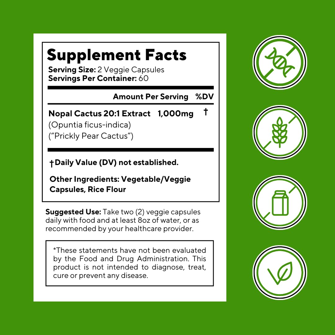 Vitapia Nopal Cactus Extract for Antioxidant, Skin, Metabolism, Wellness, Heart Health Support - 120 Veggie Capsules - Non GMO, Gluten Free Supplement - PrimeBioHealth - canada supplements