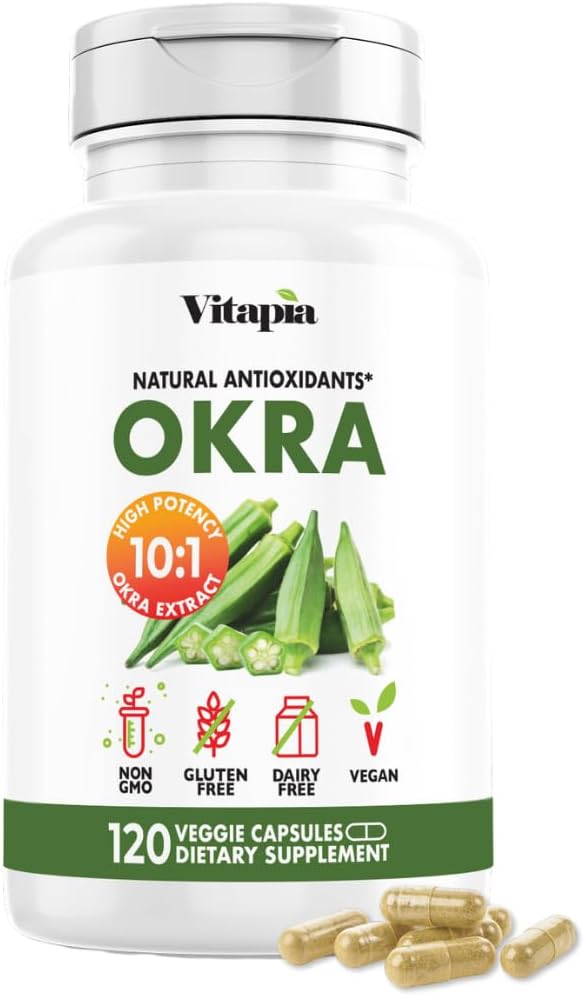 Vitapia Okra Extract - Heart Health, Antioxidant, Gut & Digestion, Wellness Support - 10:1 Ratio & 120 Veggie Capsules - Non-GMO, Gluten-Free, Vegan Supplement - PrimeBioHealth - canada supplements