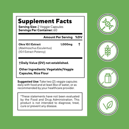 Vitapia Okra Extract - Heart Health, Antioxidant, Gut & Digestion, Wellness Support - 10:1 Ratio & 120 Veggie Capsules - Non-GMO, Gluten-Free, Vegan Supplement - PrimeBioHealth - canada supplements
