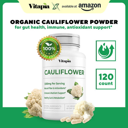 Vitapia Organic Broccoli Sprout & Broccoli Extract for Sulforaphane, Antioxidant, Brain, Skin, Heart Health Support - 120 Veggie Capsules - Non-GMO, Gluten-Free, Vegan-Friendly Supplement - PrimeBioHealth - canada supplements