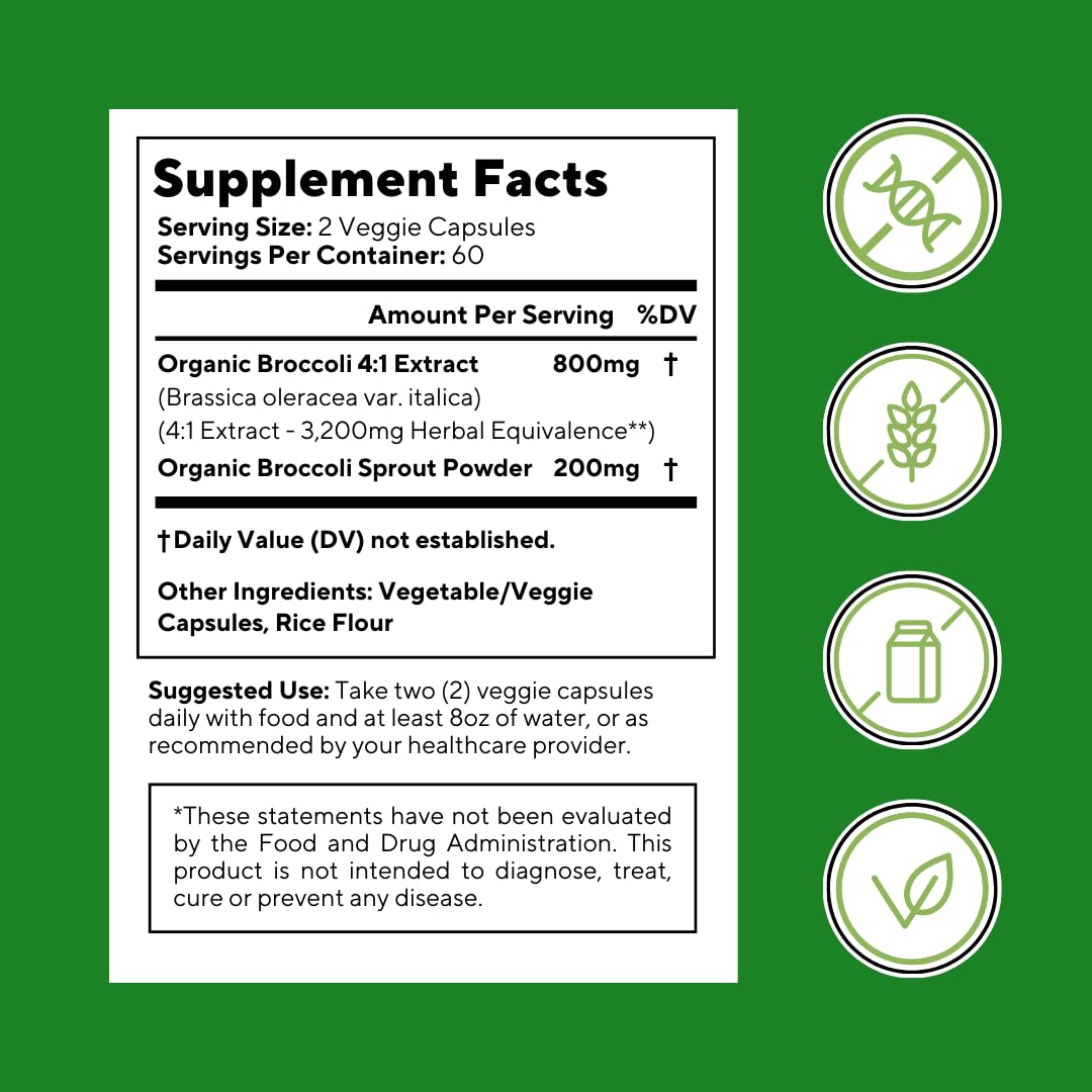 Vitapia Organic Broccoli Sprout & Broccoli Extract for Sulforaphane, Antioxidant, Brain, Skin, Heart Health Support - 120 Veggie Capsules - Non-GMO, Gluten-Free, Vegan-Friendly Supplement - PrimeBioHealth - canada supplements