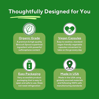 Vitapia Organic Broccoli Sprout & Broccoli Extract for Sulforaphane, Antioxidant, Brain, Skin, Heart Health Support - 120 Veggie Capsules - Non-GMO, Gluten-Free, Vegan-Friendly Supplement - PrimeBioHealth - canada supplements