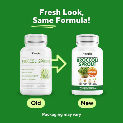 Vitapia Organic Broccoli Sprout & Broccoli Extract for Sulforaphane, Antioxidant, Brain, Skin, Heart Health Support - 120 Veggie Capsules - Non-GMO, Gluten-Free, Vegan-Friendly Supplement - PrimeBioHealth - canada supplements