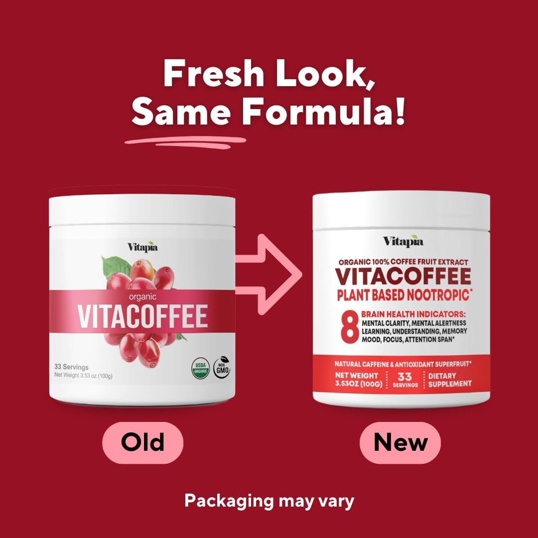 Vitapia Vitacoffee Caffeine Coffee Fruit Powder for Energy, Memory, Focus, Antioxidant, Metabolism, Skin Health Support - 100g & 33 Day Supply - Non-GMO, Gluten-Free, Vegan Supplement - PrimeBioHealth - canada supplements