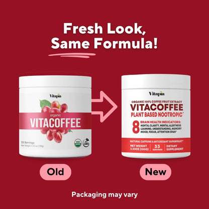 Vitapia Vitacoffee Caffeine Coffee Fruit Powder for Energy, Memory, Focus, Antioxidant, Metabolism, Skin Health Support - 100g & 33 Day Supply - Non-GMO, Gluten-Free, Vegan Supplement - PrimeBioHealth - canada supplements