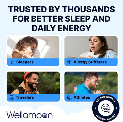 Wellamoon Nose Strips for Breathing (30 Ct) - Breathe Easy & Right Nasal Strips for Snoring & Sleeping - Oil & Sweat Proof Adhesive Snoring Solution- Improves Oxygen Intake, Sleep & Reduces Snoring - PrimeBioHealth - canada supplements