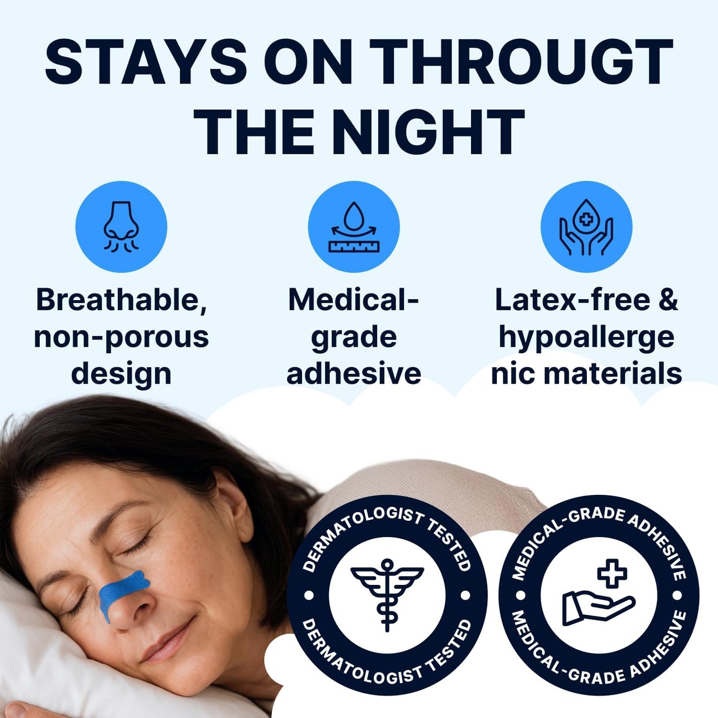 Wellamoon Nose Strips for Breathing (30 Ct) - Breathe Easy & Right Nasal Strips for Snoring & Sleeping - Oil & Sweat Proof Adhesive Snoring Solution- Improves Oxygen Intake, Sleep & Reduces Snoring - PrimeBioHealth - canada supplements