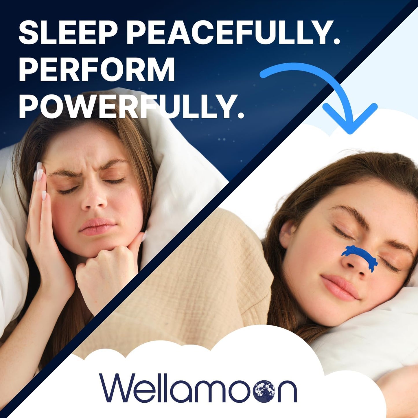 Wellamoon Nose Strips for Breathing (30 Ct) - Breathe Easy & Right Nasal Strips for Snoring & Sleeping - Oil & Sweat Proof Adhesive Snoring Solution- Improves Oxygen Intake, Sleep & Reduces Snoring - PrimeBioHealth - canada supplements