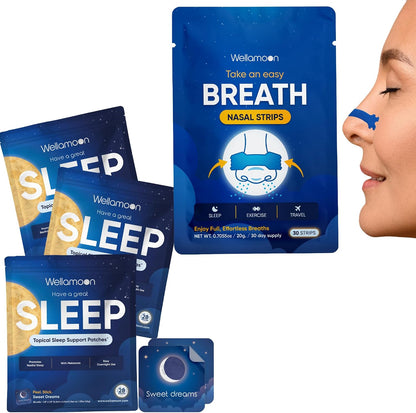 Wellamoon Sleep & Nasal Strip Bundle — Night-time Patch + Nasal Breathing Strips for Better Rest & Comfort - PrimeBioHealth - canada supplements