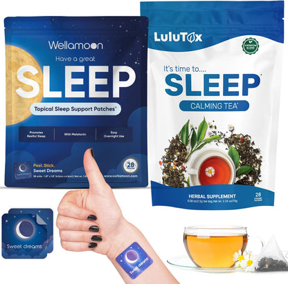 Wellamoon Sleep Patches & Lulutox Sleep Tea Bundle (28 Patches & 28 Servings) - PrimeBioHealth - canada supplements