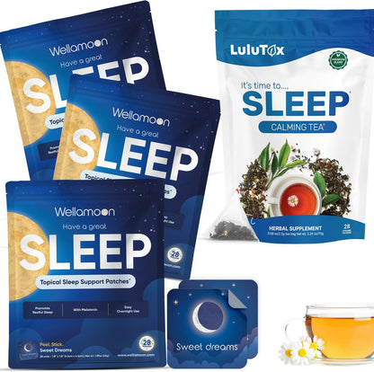 Wellamoon Sleep Patches & Lulutox Sleep Tea Bundle (84 Patches & 28 Servings) - PrimeBioHealth - canada supplements