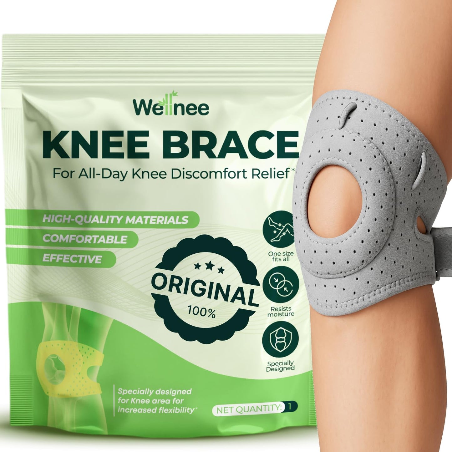 Wellnee Knee Brace with Silicone Padding - Wellknee Compression Sleeve for Men & Women - Joint Support that Massages & Boosts Circulation During Walking, Running & Exercise - PrimeBioHealth - canada supplements