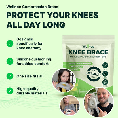 Wellnee Knee Brace with Silicone Padding - Wellknee Compression Sleeve for Men & Women - Joint Support that Massages & Boosts Circulation During Walking, Running & Exercise - PrimeBioHealth - canada supplements