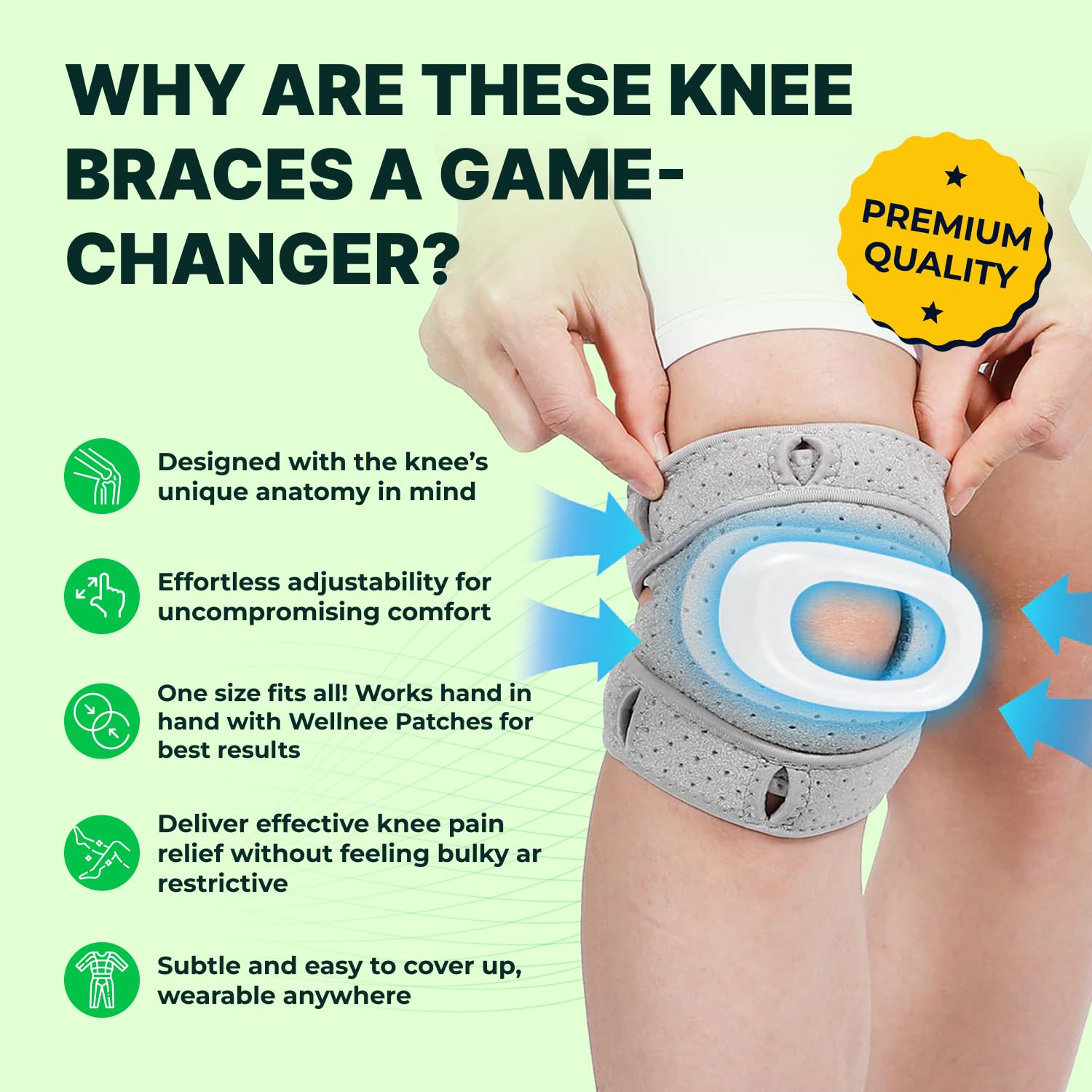 Wellnee Knee Brace with Silicone Padding - Wellknee Compression Sleeve for Men & Women - Joint Support that Massages & Boosts Circulation During Walking, Running & Exercise - PrimeBioHealth - canada supplements