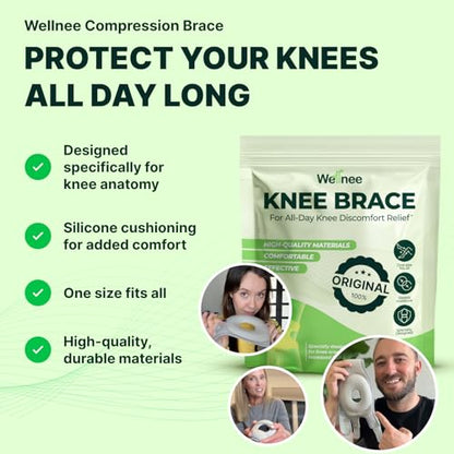 Wellnee Knee Support & Pain Relief Bundle – Herbal Knee Patch + Compression Knee Brace with Silicone Padding – Natural Joint Comfort, Stability & Recovery Support for Daily Use, Sports & Walking - PrimeBioHealth - canada supplements