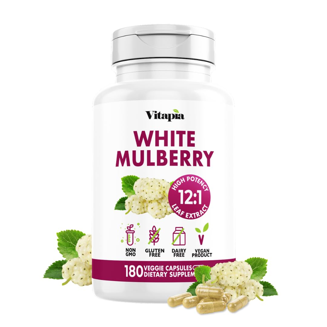 White Mulberry Leaf Extract 1000mg - 12:1 Morus Alba Extract - Antioxidant, Heart Health, Overall Metabolism Support - 180 Veggie Capsules - Non GMO, Gluten Free, Vegan Friendly Supplement - PrimeBioHealth - canada supplements
