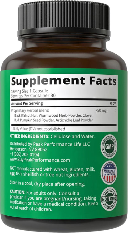 Wormwood Black Walnut Clove Cleanse for Humans. Elimination Detox + Intestinal Support Capsules Supplement for Adults and Kids. Pills with Artichoke and Pumpkin Seed for Additional Benefits - PrimeBioHealth - canada supplements