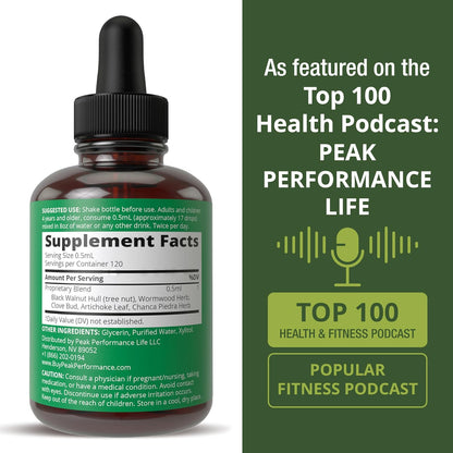 Wormwood Black Walnut Clove Cleanse for Humans. Elimination Detox + Intestinal Support Liquid Tincture Supplement for Adults and Kids. with Artichoke and Chanca Piedra for Additional Benefits - PrimeBioHealth - canada supplements