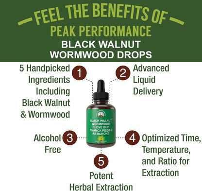 Wormwood Black Walnut Clove Cleanse for Humans. Elimination Detox + Intestinal Support Liquid Tincture Supplement for Adults and Kids. with Artichoke and Chanca Piedra for Additional Benefits - PrimeBioHealth - canada supplements
